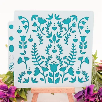 

14.1*13 The flowerbeds print stencils spray plastic mold shield DIY cake hollow Embellishment printing lace ruler Christmas