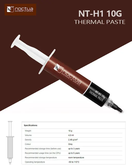 Genuine Noctua NT-H1 1 gram (1mL) Premium Grade Thermal Paste Compound  syringe