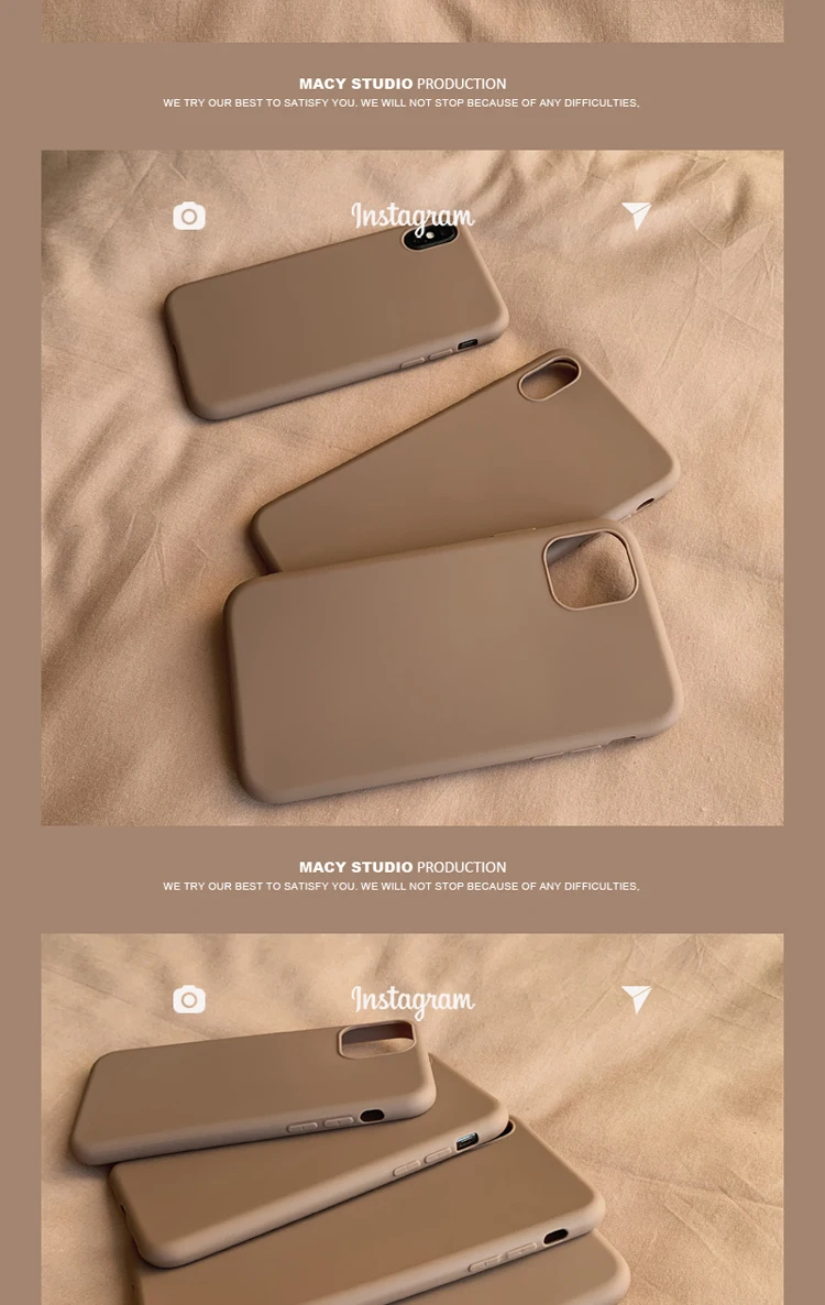 Retro brown Solid color Simple Korean Couple Phone Case Silicone Cover For coque iPhone 13 12 11 Pro Xs Max 7 8 Plus X XR case iphone 12 mini  case