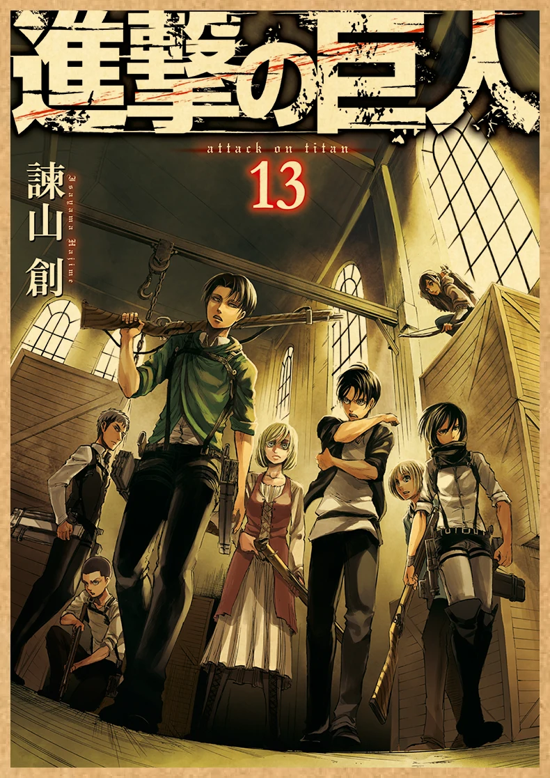 Attack on Titan Anime Poster Decor For Home Posters Room Wall Pictur Kraft Paper Retro And Prints Art Bar Cafe Stickers