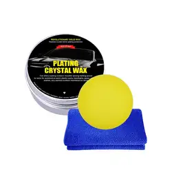 Kit de placage de cire de cristal pour voiture, peinture de cire de Carnauba dure et brillante, revêtement de soin, réparation de petites rayures, entretien avec éponge et serviette 