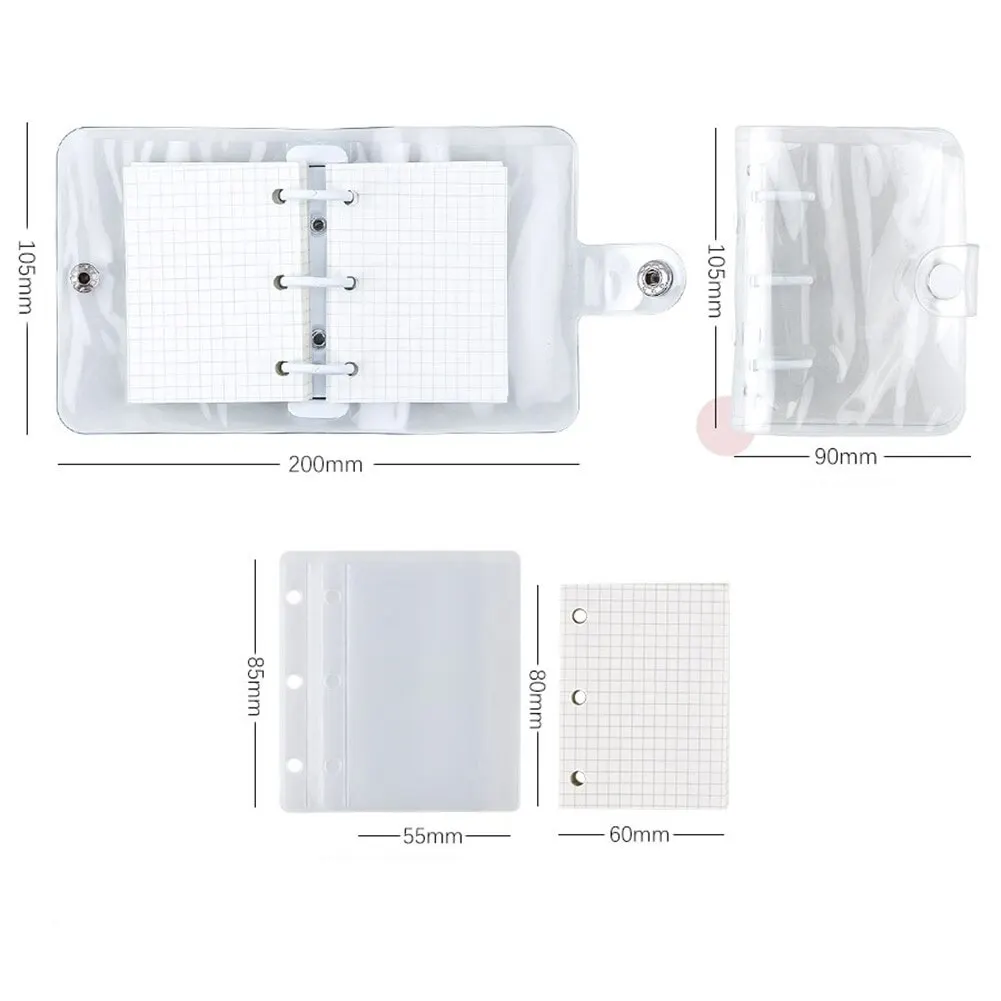 Creative Transparent 3 Ring Mini Loose-leaf Hand Book Student Portable Notebook Ring Binder Kawaii Office Supplies