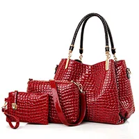 Итальянская стильная женская сумка(3 шт - Цвет: wine  red