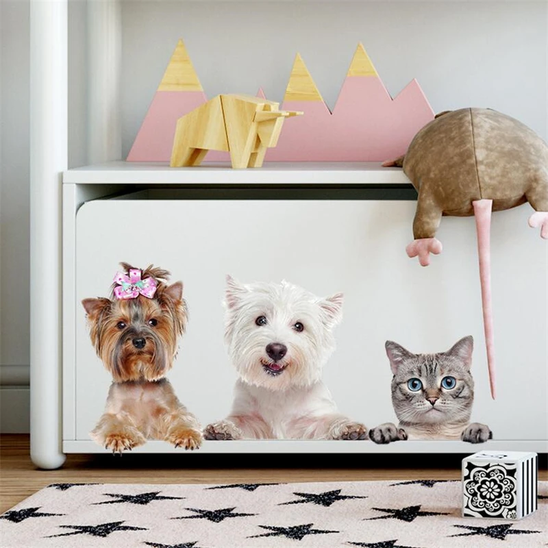 Cartoon cats dogs rabbits Wall Stickers Living room bedroom wall decorations art murals bathroom glass door decals wall stickers self adhesive stickers vinyl stickers self adhesive wall stickers vinyl wall stickers chalkboard stickers chalkboard wall stickers tiles sticker transfers
