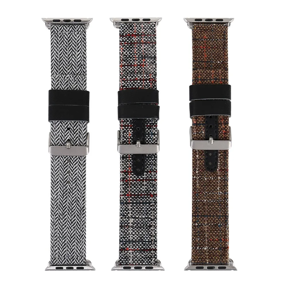 Band For Apple Watch 38mm 42mm 40mm 44mm Fabric Leather Watchband For iWatch Strap Series 1 2 3 4 Bracelet Belt With adapter