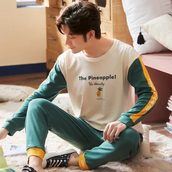 

Autumn Winter New Fashion Couples Pajamas Men and Women Matching Cotton Sleepwear Pajama Set Couple Couple Loungewear Pijama