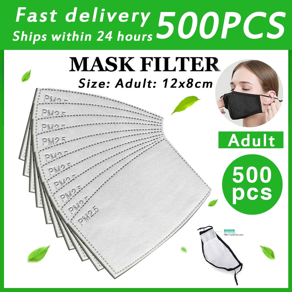 500pcs lot 5 layers pm2 5 filter mask paper activated carbon adult