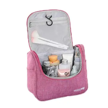 

1PC Large Toiletry Bag Portable Cosmetic Pouch Multifunction Waterproof Hanging Travel Bag (Rosy)