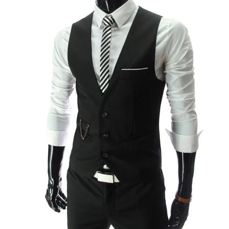 

M-7XL 2024 New Dress Vests For Men Slim Fit Mens Suit Vest Male Waistcoat Gilet Homme Casual Sleeveless Formal Business Jacket