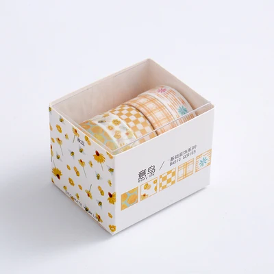 5 Pcs Basic Color Floral Masking Washi Tape Set Diy Decorative Journal Scrapbooking Diary Planner Album Label Sticker Stationery 