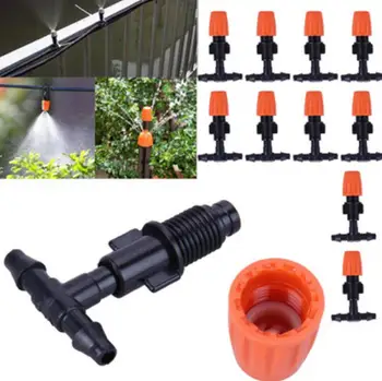 

20x Garden Irrigation Misting Micro Flow Dripper 8 Hole Drip Head 1/4 Inch Barb Tee Water Pipe Connectors For 4/7mm Hose