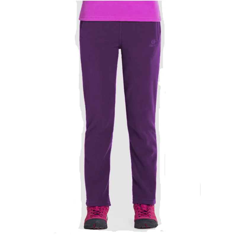 Women jiang purple Tectop Outdoo Fleece pants Autumn Winter Men Women Thick windproof warm trousers New camping Hiking climbing skiing sports pants - Color: Women jiang purple
