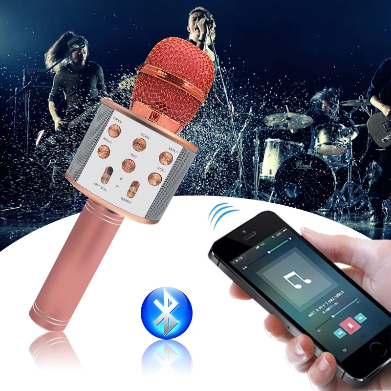Professional Wireless Microphone Speaker Handheld Bluetooth Player Karaoke Music Singing Mic KTV Microphone Recorder