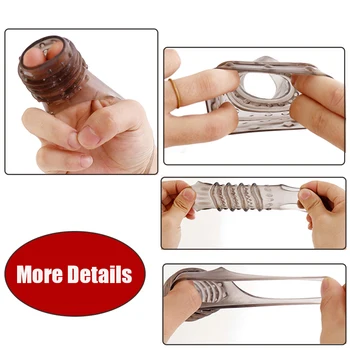 Male Reusable Penis Enlargement Extender Sex Toys for Men Adults Cock Penis Ring Lock Sperm Delay Ejaculation Chastity Device 3