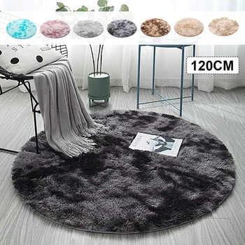 

120cm Fluffy Round Rug Carpets for Living Room Decor Faux Fur Rugs Kids Room Long Plush Rugs for Bedroom Shaggy Area Rug Modern