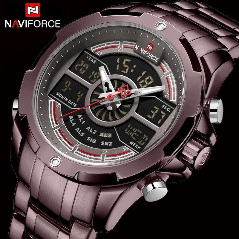 NAVIFORCE часы мужские цифровые часы с двойным дисплеем новые роскошные брендовые водонепроницаемые кварцевые наручные часы для мужчин Relogio Masculino