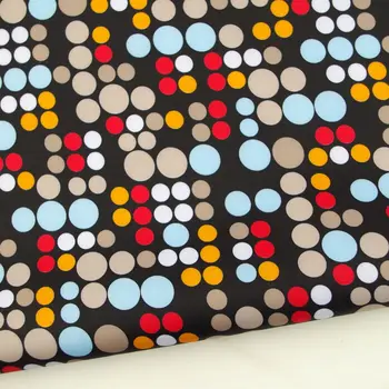 

70cmx50cm PVC coated waterproof fabric - Colorful Dots on black background (W091)