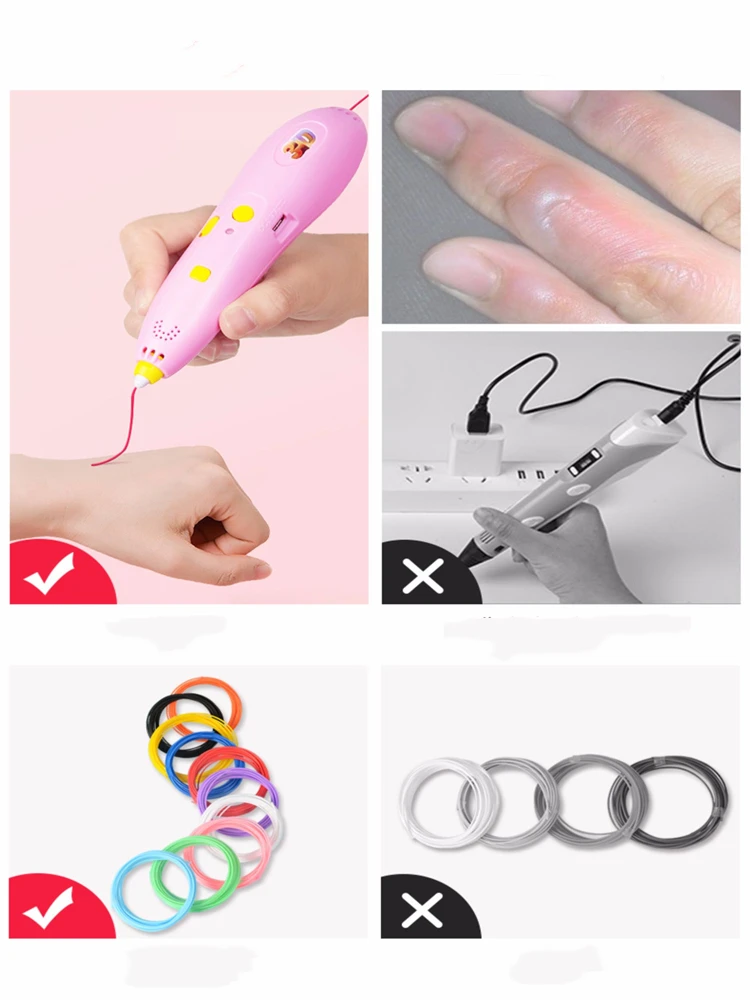 3D Pen Printer Drawing DIY Creative Printing Best for Kids Low Temperature Charging Wireless