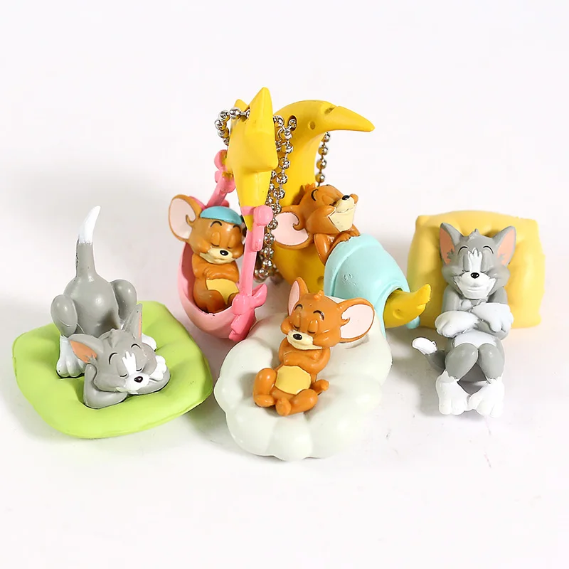 Том и Джерри Кот и мышь рисунки из мультфильма ПВХ Фигурки подвески для игрушек подарок для детей 5 шт./компл