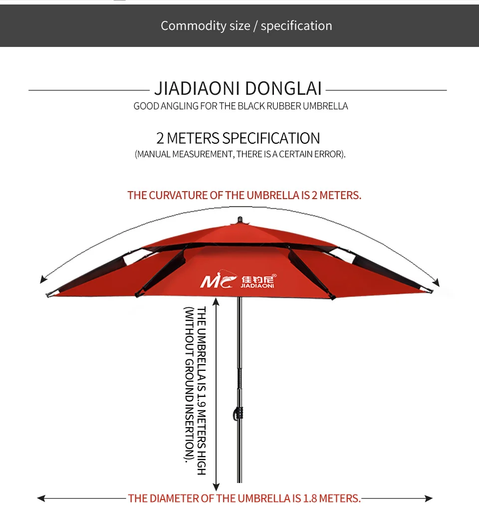JIADIAONI 2 м/2,2 м/2,4 м черная резиновая ткань открытый регулируемый ультрафиолетовая Защита от солнца Зонт большой Рыболовный зонт