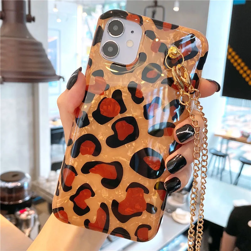 Подходит forIphone11Promax мобильный телефон чехол love leopard flash soft shell с браслет королева