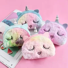 Мультяшный плюшевый Кошелек для монет с единорогом милый кошка