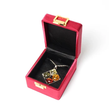 

High-level Brushed Copper Buckle Gem Pendant Bracelet Jewelry Box Built-in High-grade Satin Cloth Protect Accessories