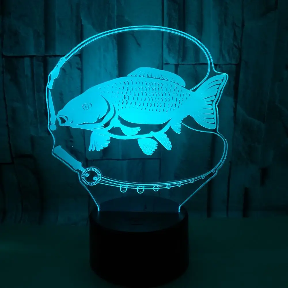 3D Led форма ночи свет креативный Usb 7 цветов Изменение рыбы Настольная лампа с персонажами из мультфильмов спальня сна освещение Декор дети подарки на день рождения