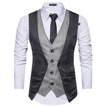 Autumn And Winter Ouma New Style Men Cool Joint Mock Two-Piece Single Breasted Casual Vest M25
