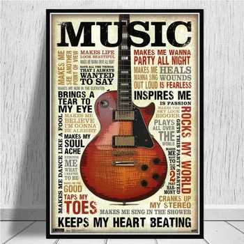 

Vintage Pictures Wall Art Guitars Instrument Collections Music Quote Painting Home Decor Modular Nordic Poster Living Room Decor