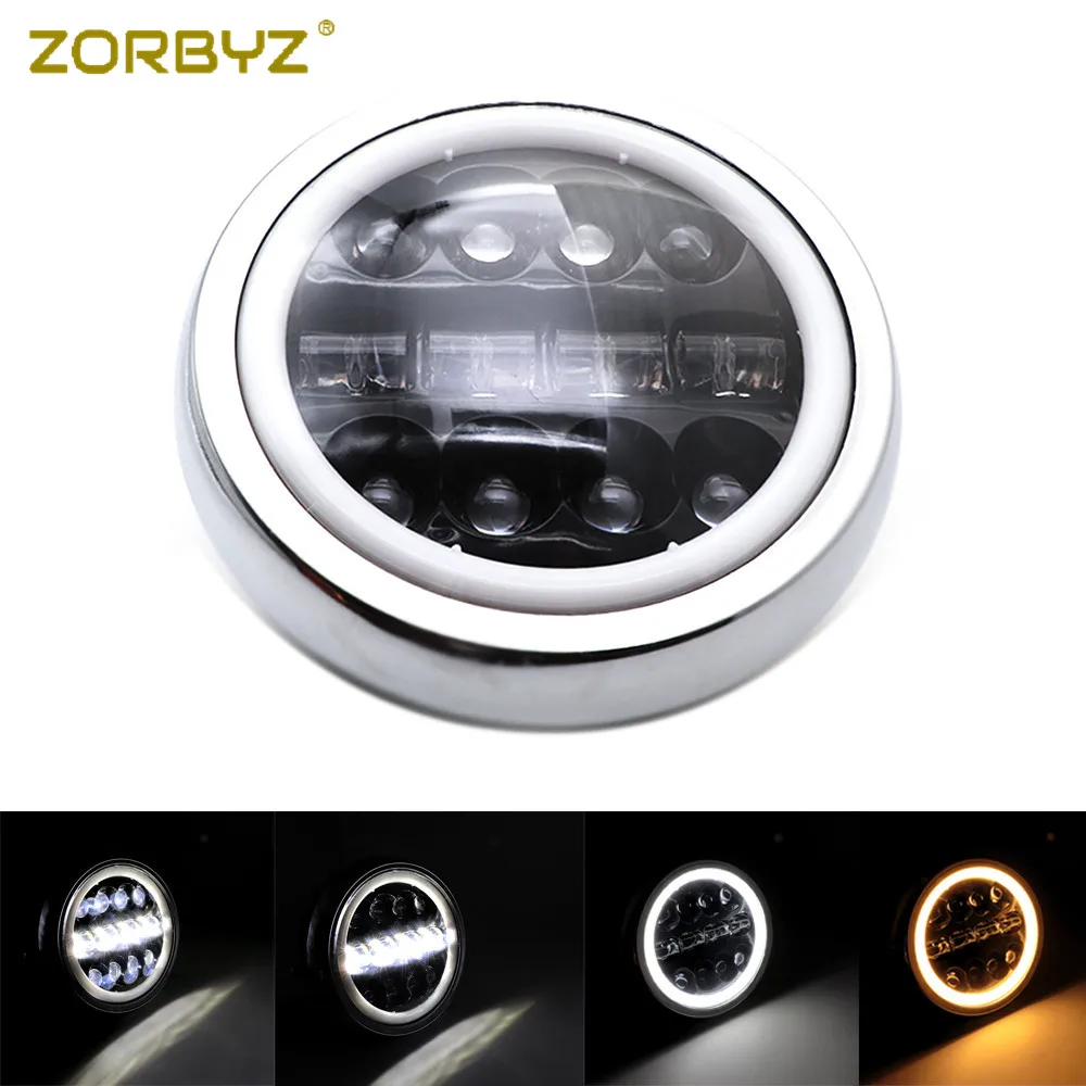 ZORBYZ " Хромированный Светодиодный светильник на голову, передний светильник на голову для Suzuki Honda Kawasaki, аксессуары для мотоциклов на заказ
