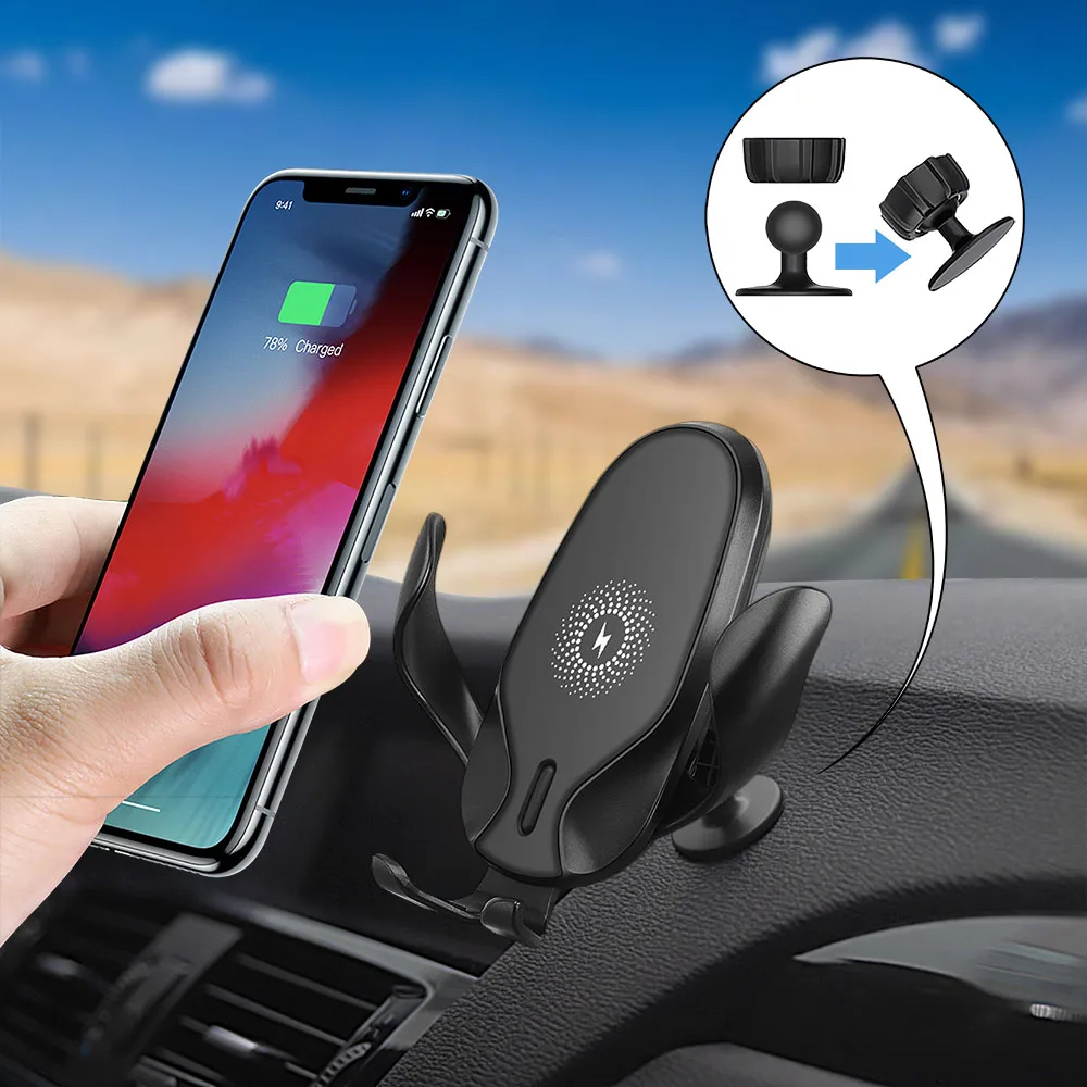Фото Беспроводное Автомобильное зарядное устройство Qi 15 Вт для iPhone 11 XS Max X 8 XR 10 быстрая Беспроводное Автомобильное зарядное устройство Qi 15 Вт для iPhone 11 XS Max X 8 XR 10 быстрая