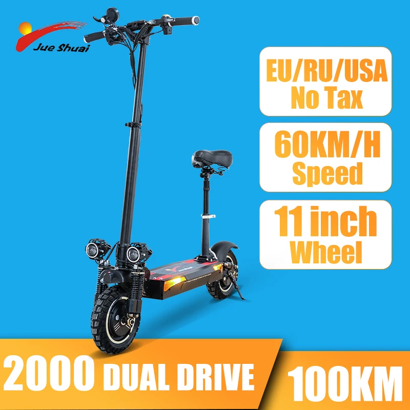 

Dual Motor Electric Scooter 2000W 48V 60KM/H Foldable Escooter Hoverboard with Seat for Adults E Scooter Patinete Electrico