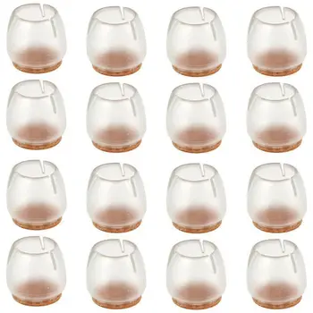 

Silicone Chair Leg Caps Feet Pads Furniture Table Covers Floor Protectors for 25-29MM Round Legs (Transparent+Brown)