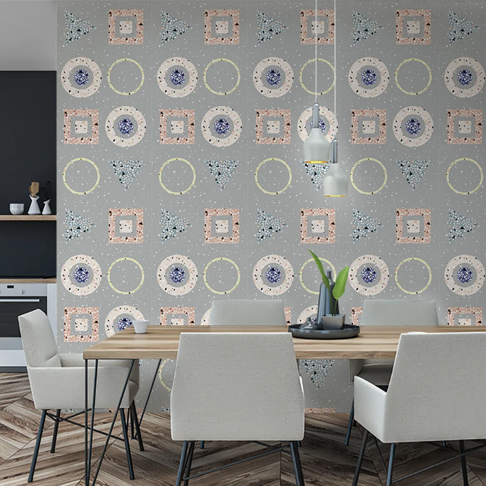 Simple Geometric Peel and Stick Wallpaper Art Removable Self Adhesive Wallpaper Vinyl Film Stone Terrazzo Sticker Nordic