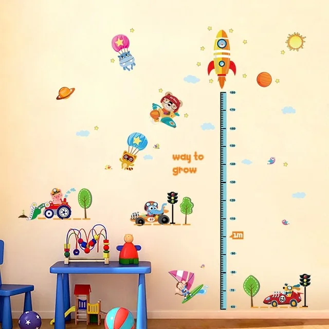 CHILDREN'S Room Traffic Tools Cute Animal Height Stickers Baby Nursery School Decoration Decorative Wallpaper Wall Stickers
