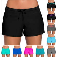 Высококачественные раздельные женские шорты для плавания, Шорты для плавания, одноцветные купальные брюки размера плюс, женские спортивные шорты для бега и пляжа