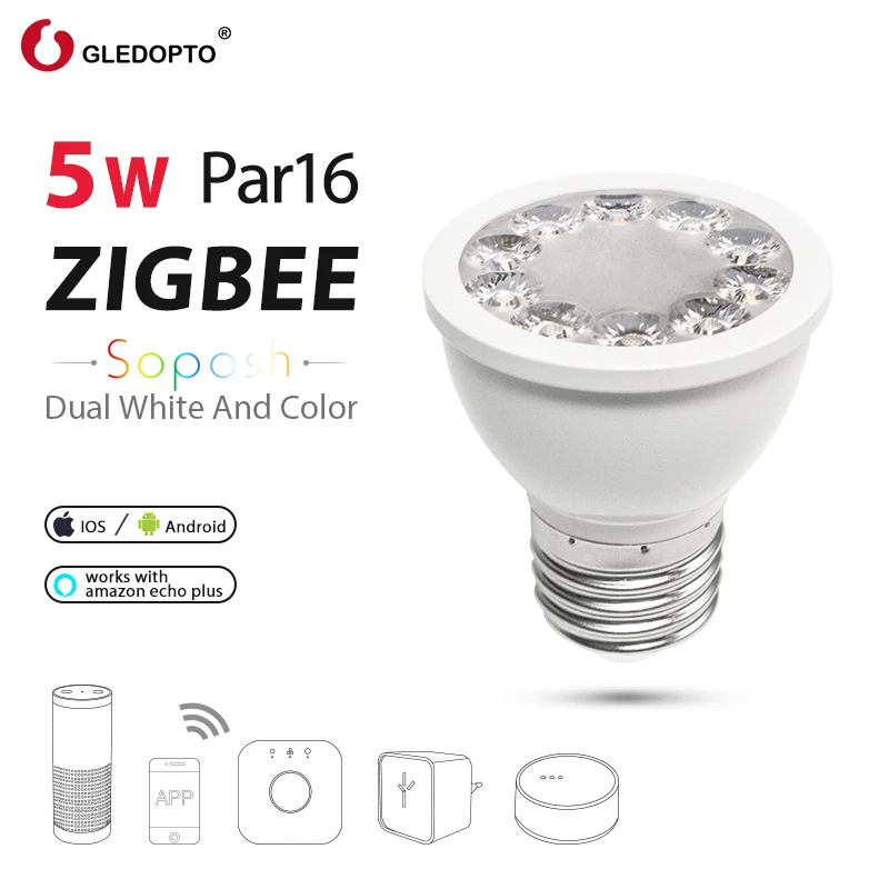 ZIGBEE ZLL 5 Вт-12 Вт E27 GU10 RGB+ CCT диммер прожектор Светодиодный светильник для Echo Plus