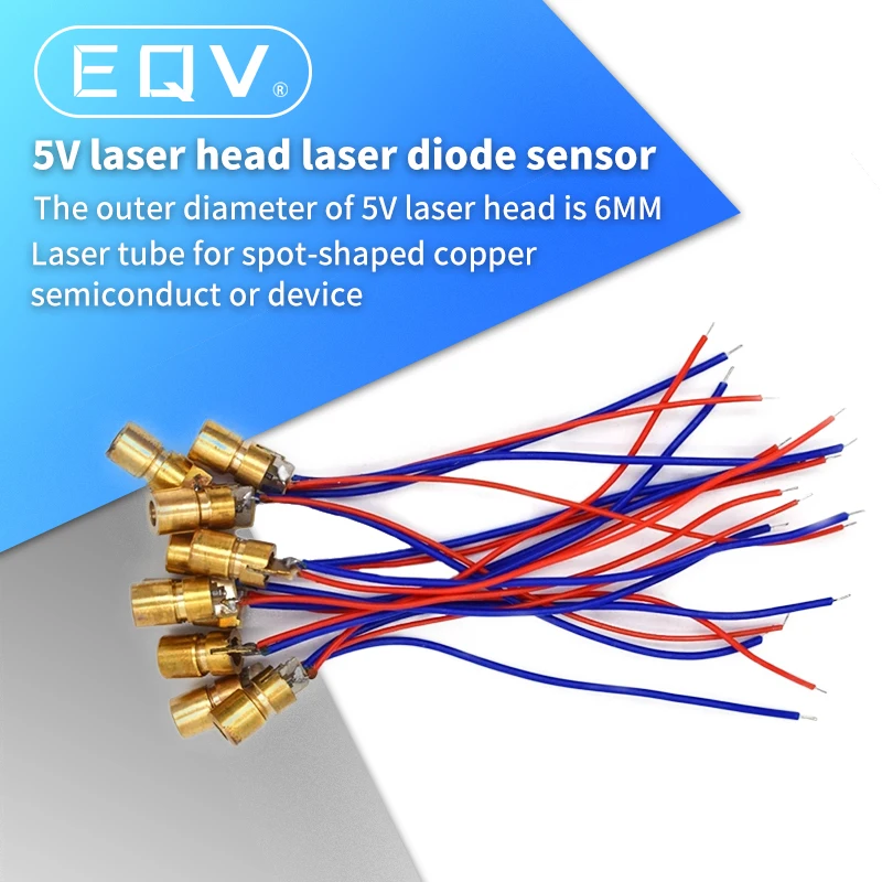 100pcs/lot 650nm 6mm 3V/5V 5mW Laser Dot Diode Module Copper Head Red