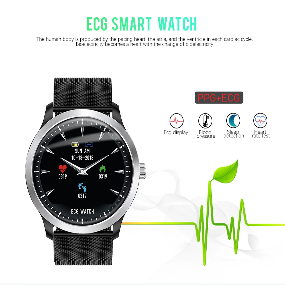 LEMFO Смарт-часы мужские ECG PPG монитор сердечного ритма кровяное давление фитнес-трекер IP67 Водонепроницаемый Спорт N58 1,22 дюймов Smartwatch