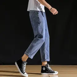 Мужские джинсы, лето 2019, новый стиль, японский стиль, мужские брюки, модные, вареные, свободные, шаровары, мужские джинсовые штаны (по
