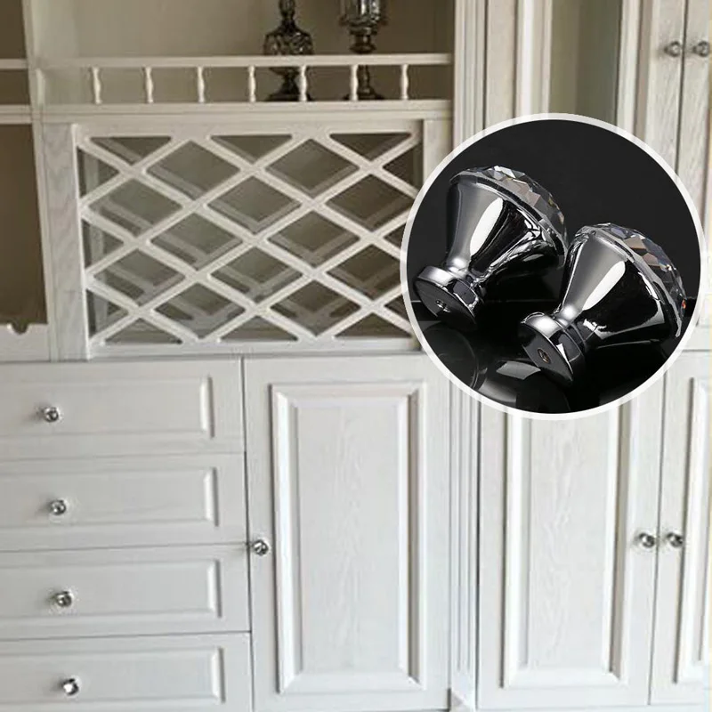 10Pcs 30mm Crystal Glass Cabinet Knob Drawer Pull Handle Door Wardrobe Clear HOT