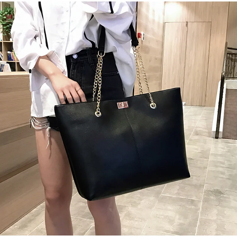 

Women Pu Leather Tote Women Handbags Female Shoulder Bag Designer Luxury Lady Chain Handbag Large Capacity Zipper Shoulder Bags