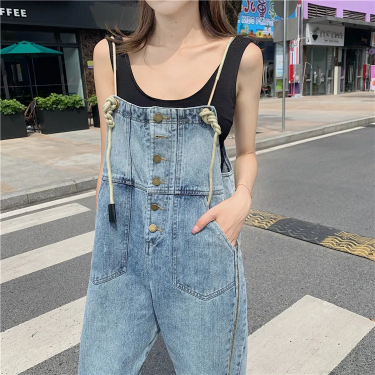 Qooth Vintage High Waist Jeans Overalls Women Big Pockets Denim Romper Ladies Wide Leg Harem Jumpsuits Capri Jeans QH2396 Qooth Vintage High Waist Jeans Overalls Women Big Pockets Denim Romper Ladies Wide Leg Harem Jumpsuits Capri Jeans QH2396
