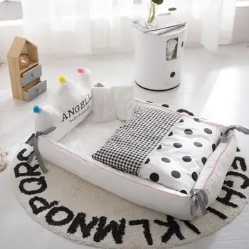 

portable baby crib mobile fabric cotton kids bed crown pillow quilt girls boys gift travel baby nest bed
