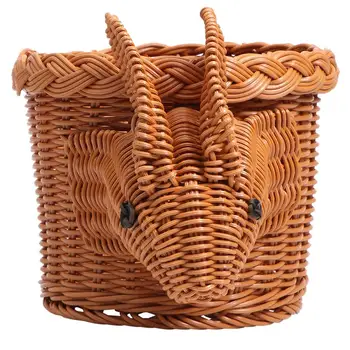 

1pc Creative Hand Woven Snack Basket Bunny Shape Design Storage Container Organizer For Home Restaurant