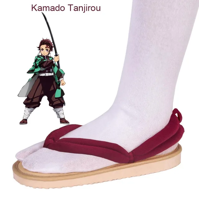 Cosplay Shoes Tanjirou Kamado Nezuko Geta Clogs Demon Slayer:Kimetsu no Yaiba Sandals Shoes Agatsuma Zenitsu Flip Flops A