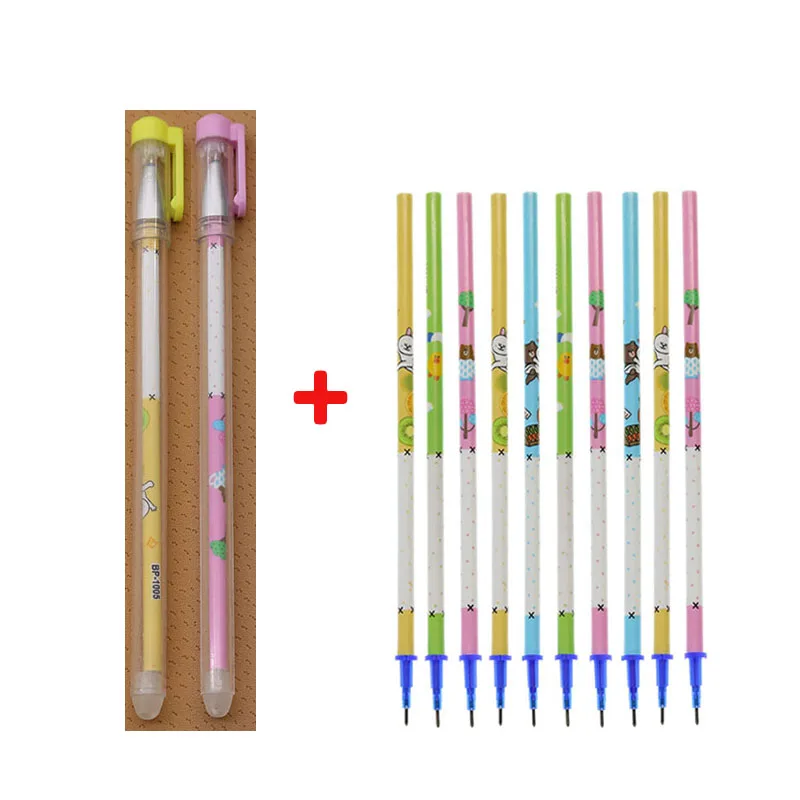 

Assemble Two Transparent Erasable Pen Gel Pen Case And Ten 0.5mm Blue Ink Magic Refill Office Learning Stationery Materials