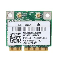 Adaptateur de carte WiFi double bande 802.11a/b/g/n DW1510 Mini PCIE BCM94322 
