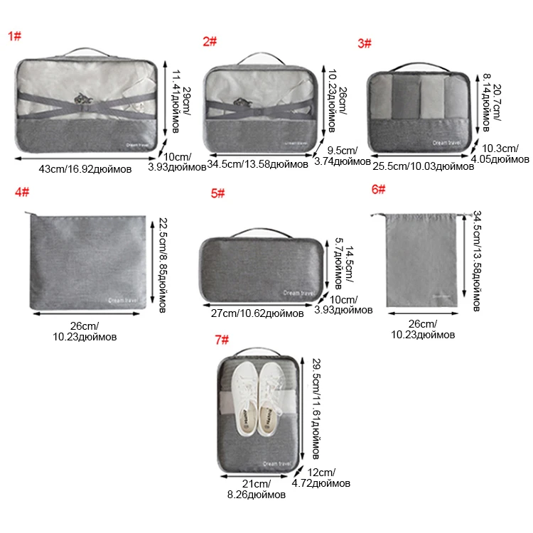 Мужской женский набор дорожных чехлов тканевая сумка обувь кейс контейнер для нижнего белья сумка для еды Косметика Органайзер чемодан